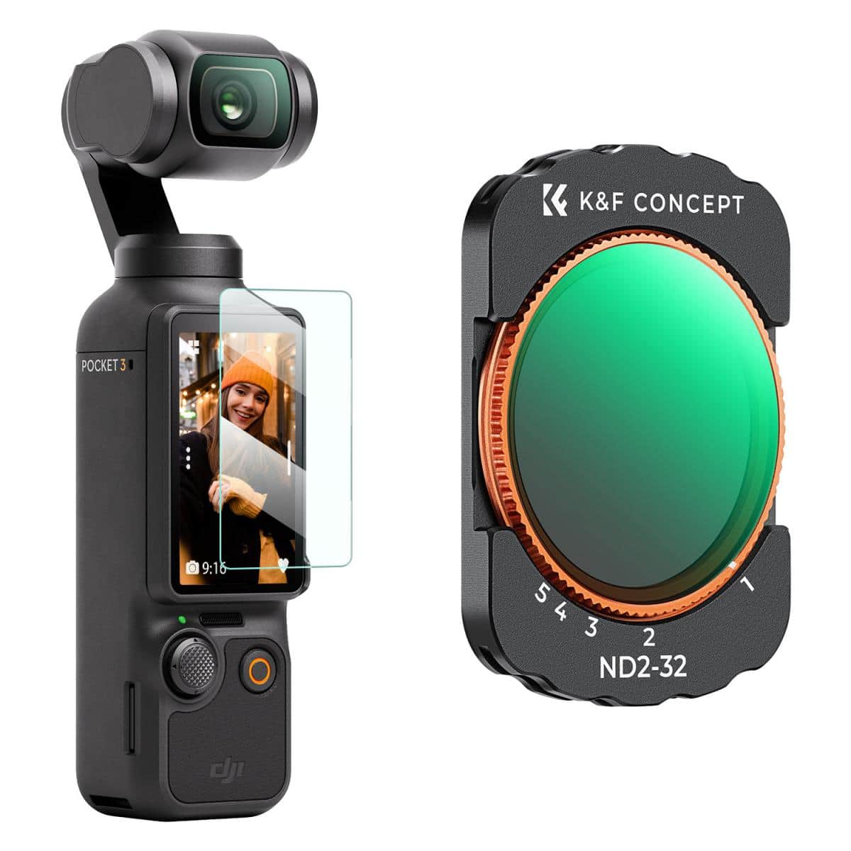 K&amp;F Concept DJI Osmo Pocket 3/4 Magnetic Variable ND2-32 Nano-X Serisi