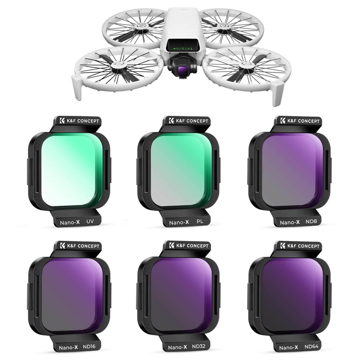K&amp;F Concept DJI Flip / Lito X1 UV/CPL/ND 6'lı Filtre Seti Nano-X Serisi