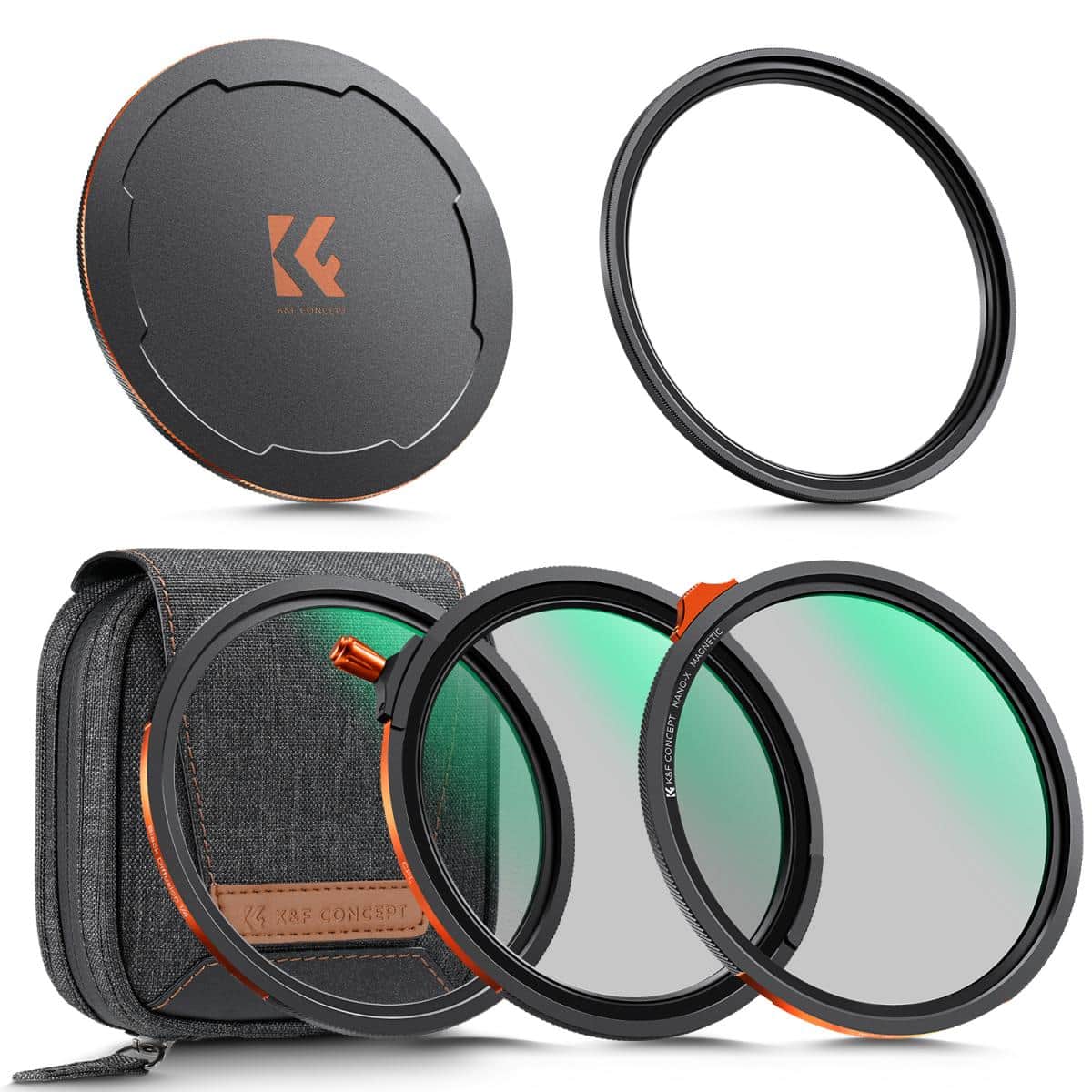 K&amp;F Concept 82mm Manyetik Filtre Kiti CPL + ND2-32 + Black Mist 1/4 Filtre + Adaptör ve Kapağı, 28 Katmanlı HD Optik Cam - Nano-X Serisi 