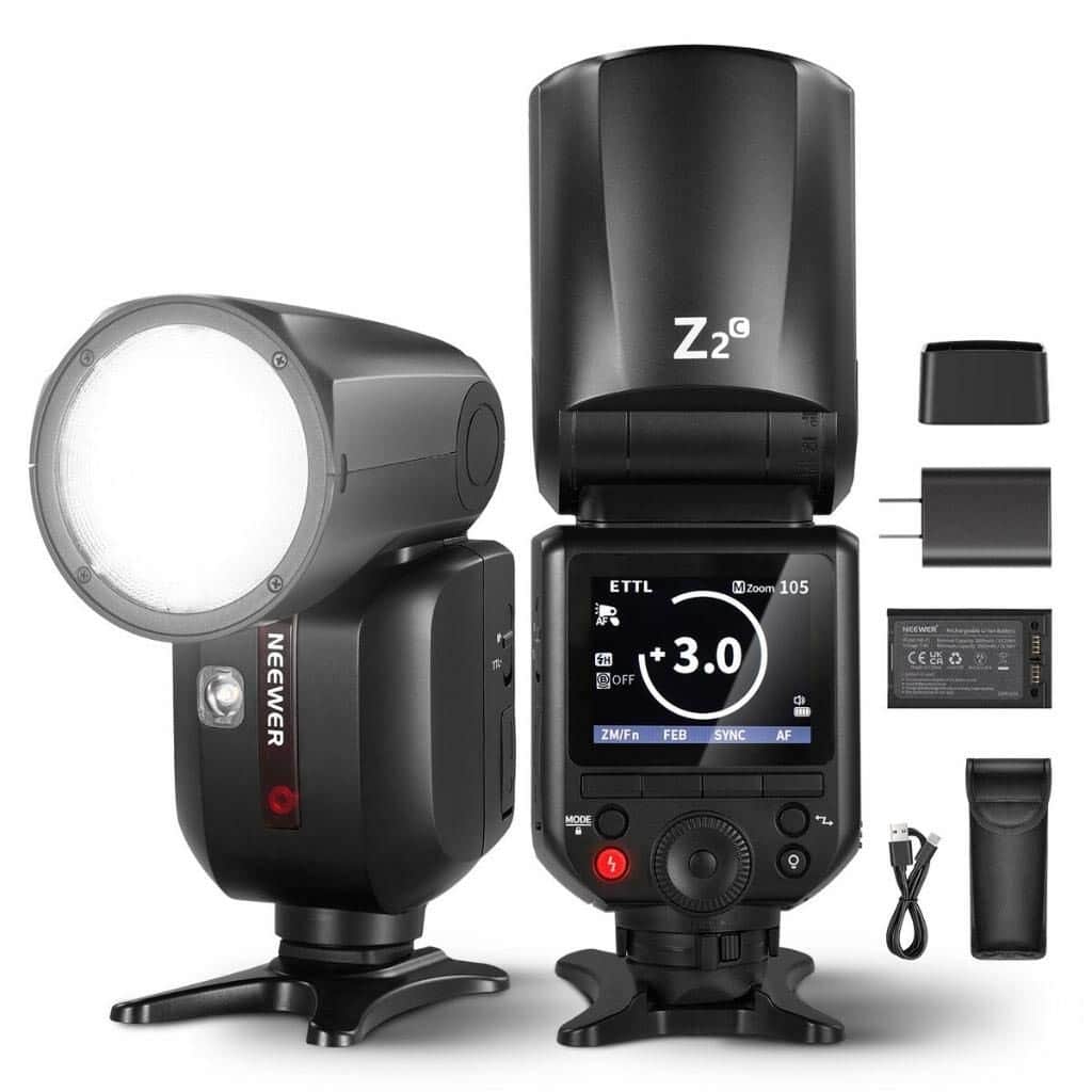 Neewer Z2-S Yuvarlak Başlıklı Bataryalı Tepe Flaşı Difüzör Set (Sony)