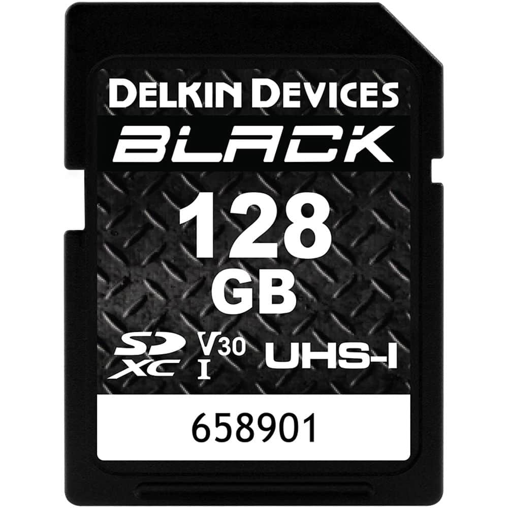 Delkin Devices 128GB BLACK UHS-I V30 SDXC Memory Card 90 mb/s