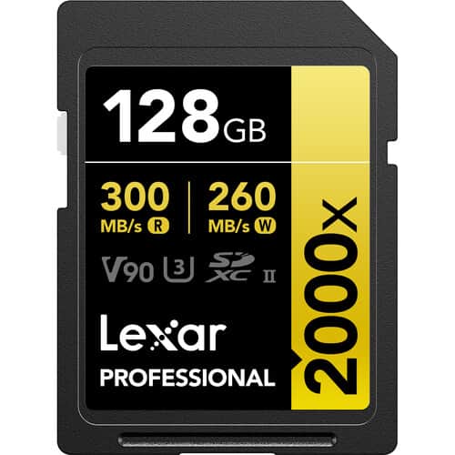 Lexar 128 GB Professional 2000x V90 UHS-II SDXC Memory Card