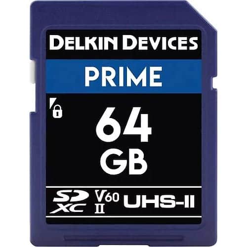 Delkin Devices 64GB Prime UHS-II V60 SDXC Memory Card 300 mb/s