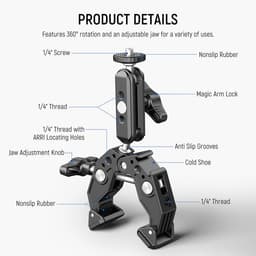 NEEWER ST83 Süper Kelepçe ve 3'' (7,62 cm) Çift Bilyeli Magic Arm Kiti