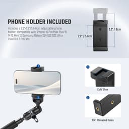 NEEWER UA057 22'' (55 cm) Mafsallı Magic Arm Süper Kelepçe ve Telefon Tutucu Kiti