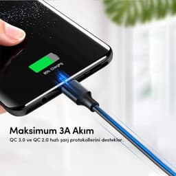 Ugreen USB Type-C Şarj ve Data Kablosu, Siyah, 1.5 Metre