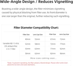 Kase 77mm Variable ND1,5-8 &amp; CPL &amp; Black Mist Filtre