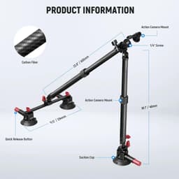 Neewer CA136 Karbonfiber Üçlü Vantuzlu Araç İçi/Dışı Kamera Yuvası ve Uzatma Kolu Kiti