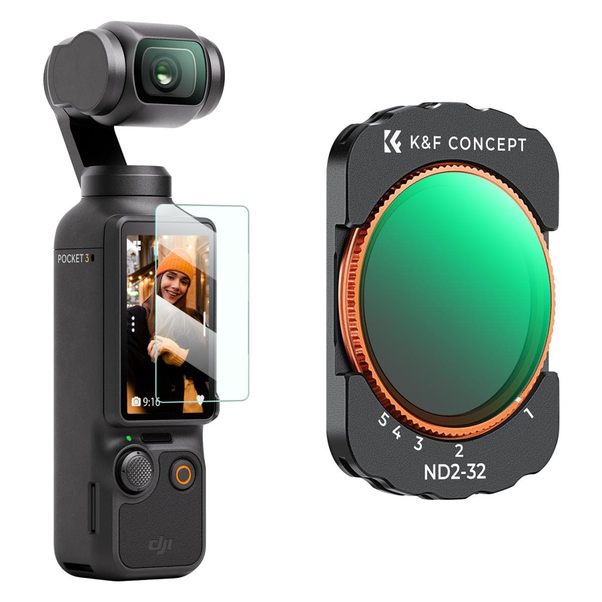 K&amp;F Concept DJI Osmo Pocket 3/4 Magnetic Variable ND2-32 Nano-X Serisi