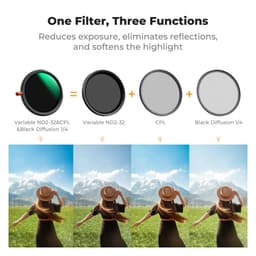 K&amp;F Concept 82mm Değişken ND2-32 (1-5 Durak) ve CPL ve Black Mist 1/4 3'ü 1 arada HD Filtresi 28 Çok Kaplamalı Nano-Xcel Serisi