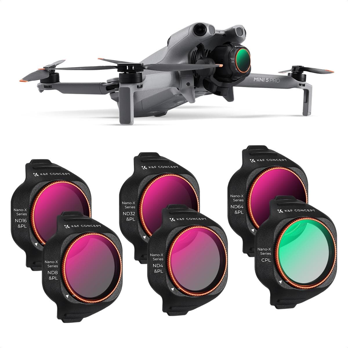 K&amp;F Concept DJI Mini 5 Pro CPL+ND/PL 6'lı Filtre Seti Nano-X Serisi