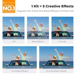 K&amp;F Concept 82mm Manyetik Filtre Kiti CPL + ND2-32 + Black Mist 1/4 Filtre + Adaptör ve Kapağı, 28 Katmanlı HD Optik Cam - Nano-X Serisi 