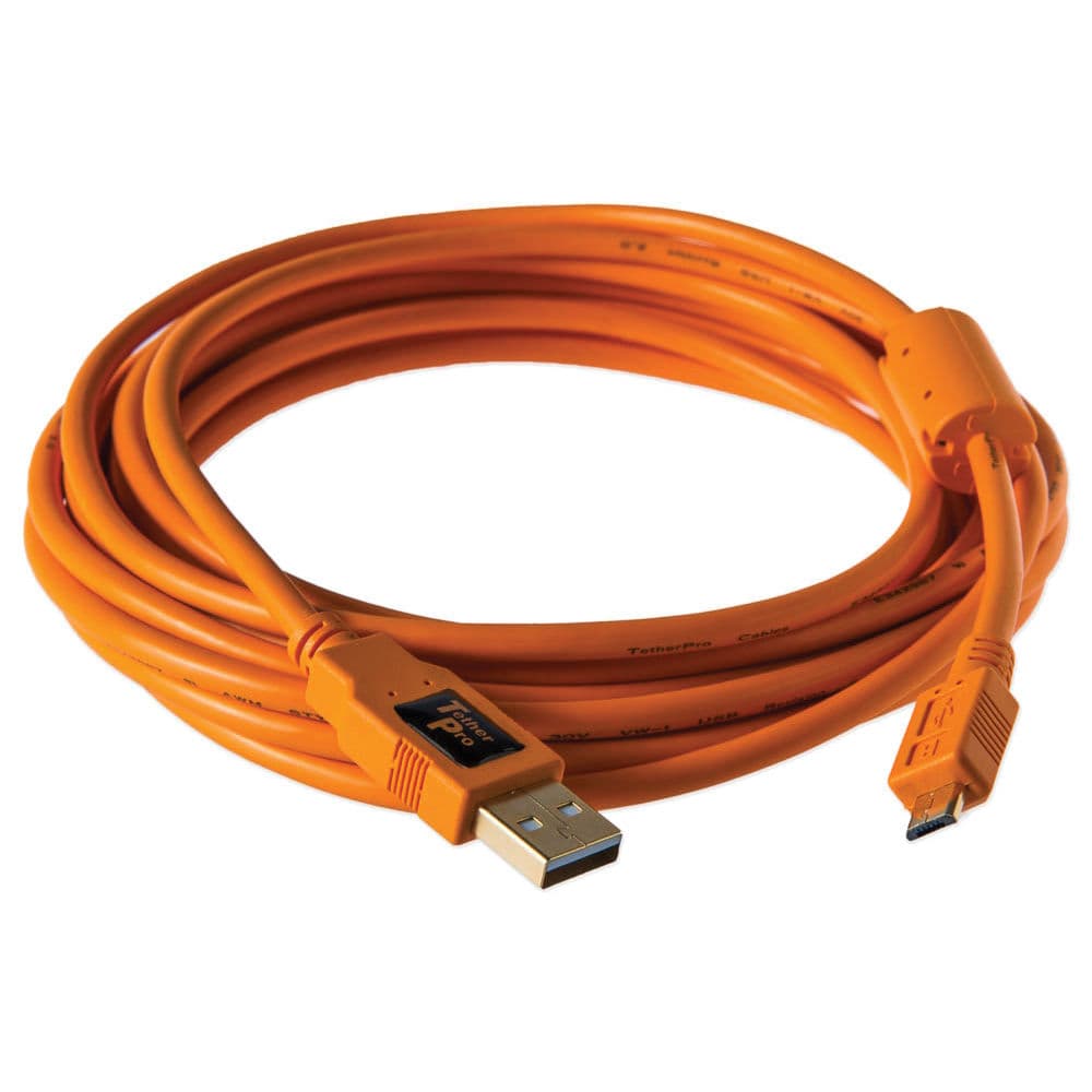 Tether Tools CU5430ORG TetherPro USB 2.0 A Male to Micro-B 5-Pin Cable (Orange)