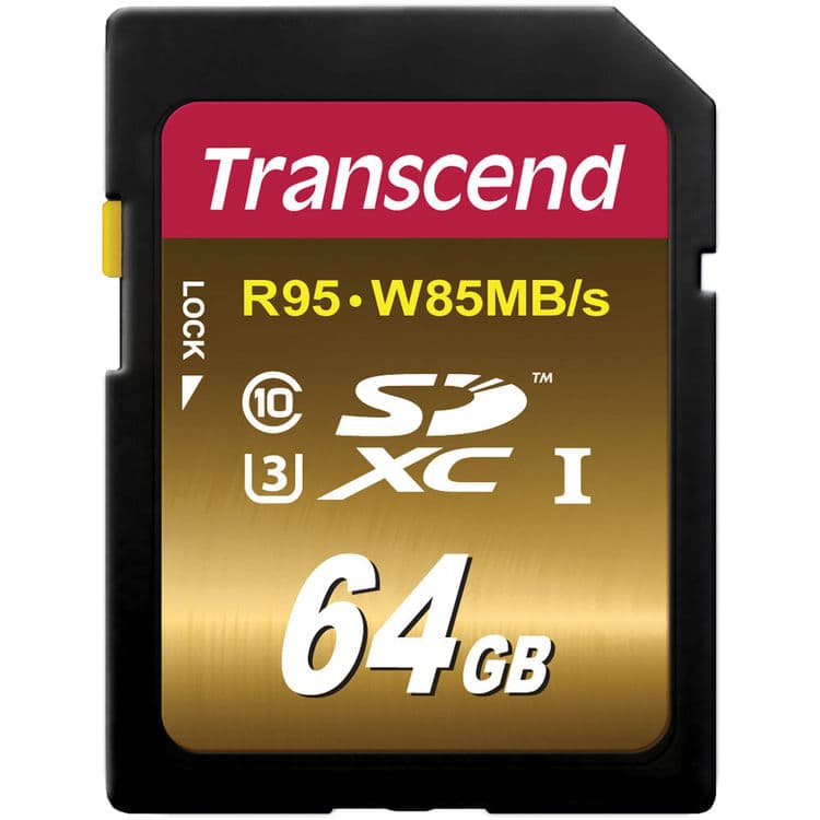 Transcend 64 GB SDXC Class 10 UHS-I U3X Card, 633x, 95mb/s