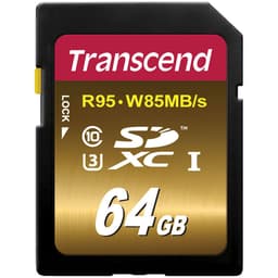 Transcend 64 GB SDXC Class 10 UHS-I U3X Card, 633x, 95mb/s