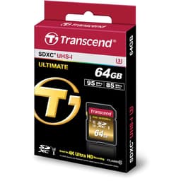 Transcend 64 GB SDXC Class 10 UHS-I U3X Card, 633x, 95mb/s