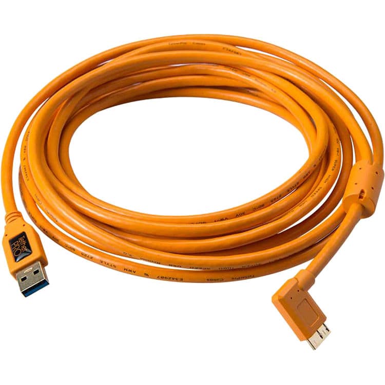 Tether Tools CU61RT15-ORG USB 3.0 Type-A Male to Micro-USB Right-Angle Male Cable 
