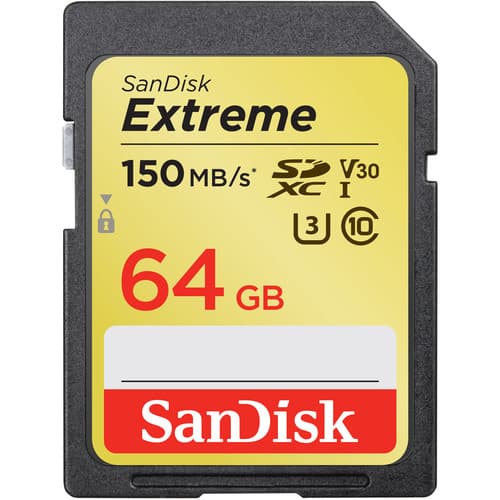 Sandisk 64 GB Extreme SDXC V30 UHS-I U3 Class 10 Kart 150 mb/s