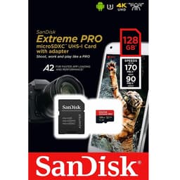 Sandisk 128 GB Extreme PRO MicroSDXC UHS-1 A2 170MB/s 