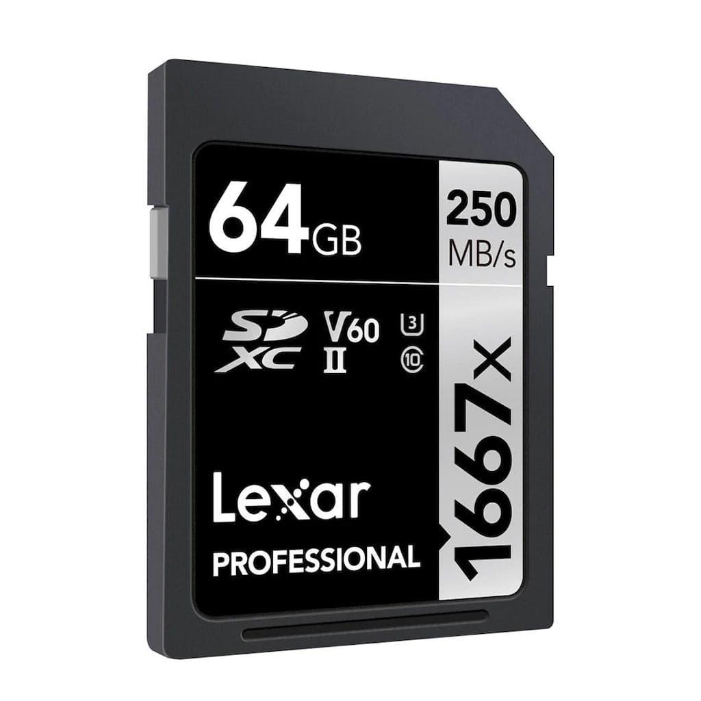 Lexar 64 GB SDXC U3 V60 UHS-II C10 Kart 1667x 250 mb/s