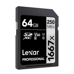 Lexar 64 GB SDXC U3 V60 UHS-II C10 Kart 1667x 250 mb/s