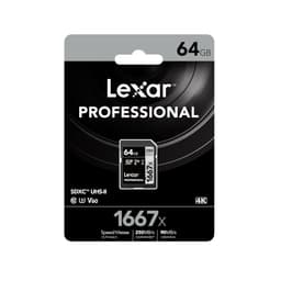 Lexar 64 GB SDXC U3 V60 UHS-II C10 Kart 1667x 250 mb/s