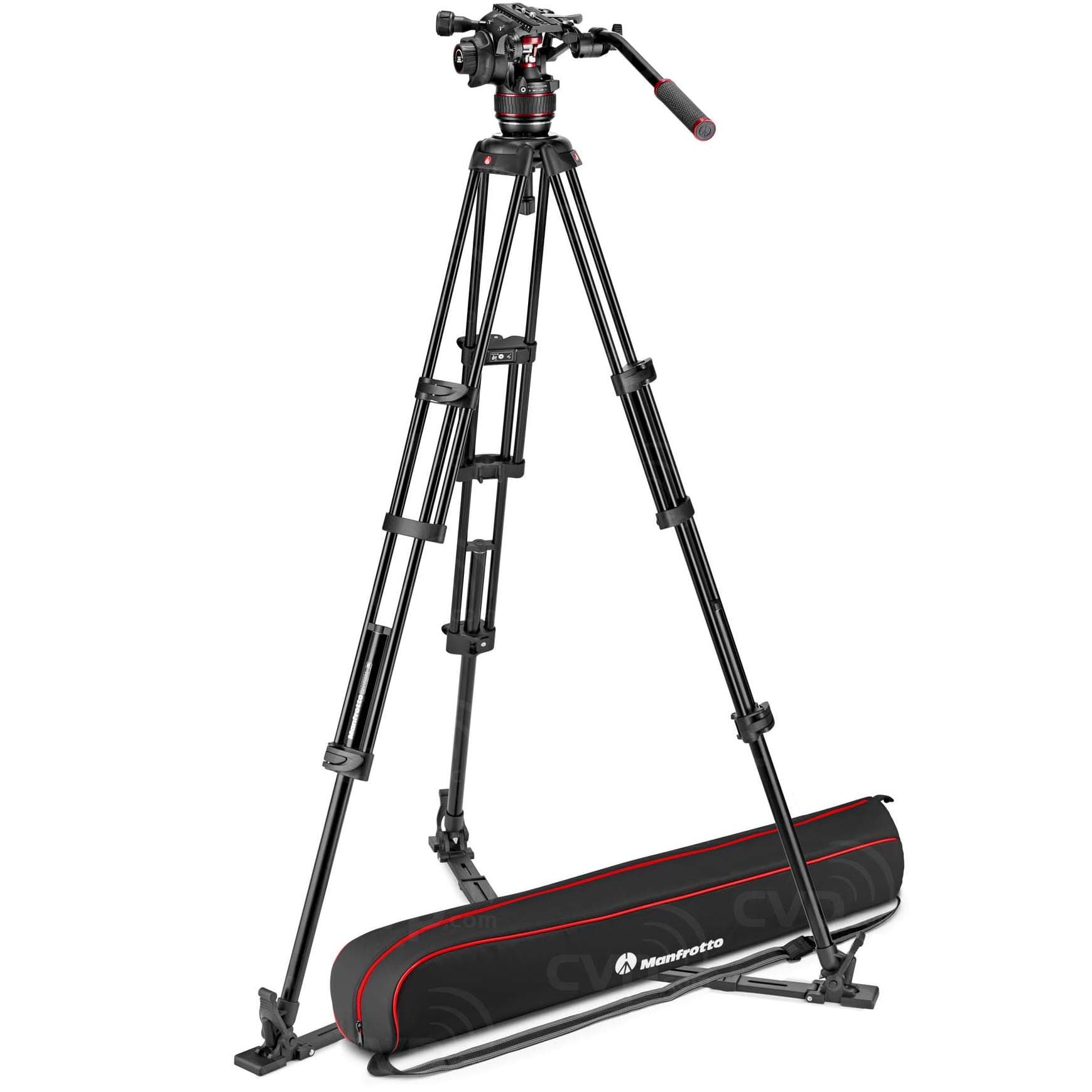 Manfrotto MVK608TWINGA 608 Nitrotech Fluid Video Head and Aluminum Twin Leg Tripod with Ground Spreader