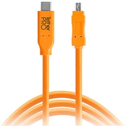 Tether Tools CUC2615-ORG TetherPro USB Type-C Male to 8-Pin Mini-USB 2.0 Type-B Male Cable