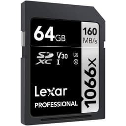 Lexar 64 GB SDXC U3 V30 UHS-I C10 Kart 1066x 160 mb/s