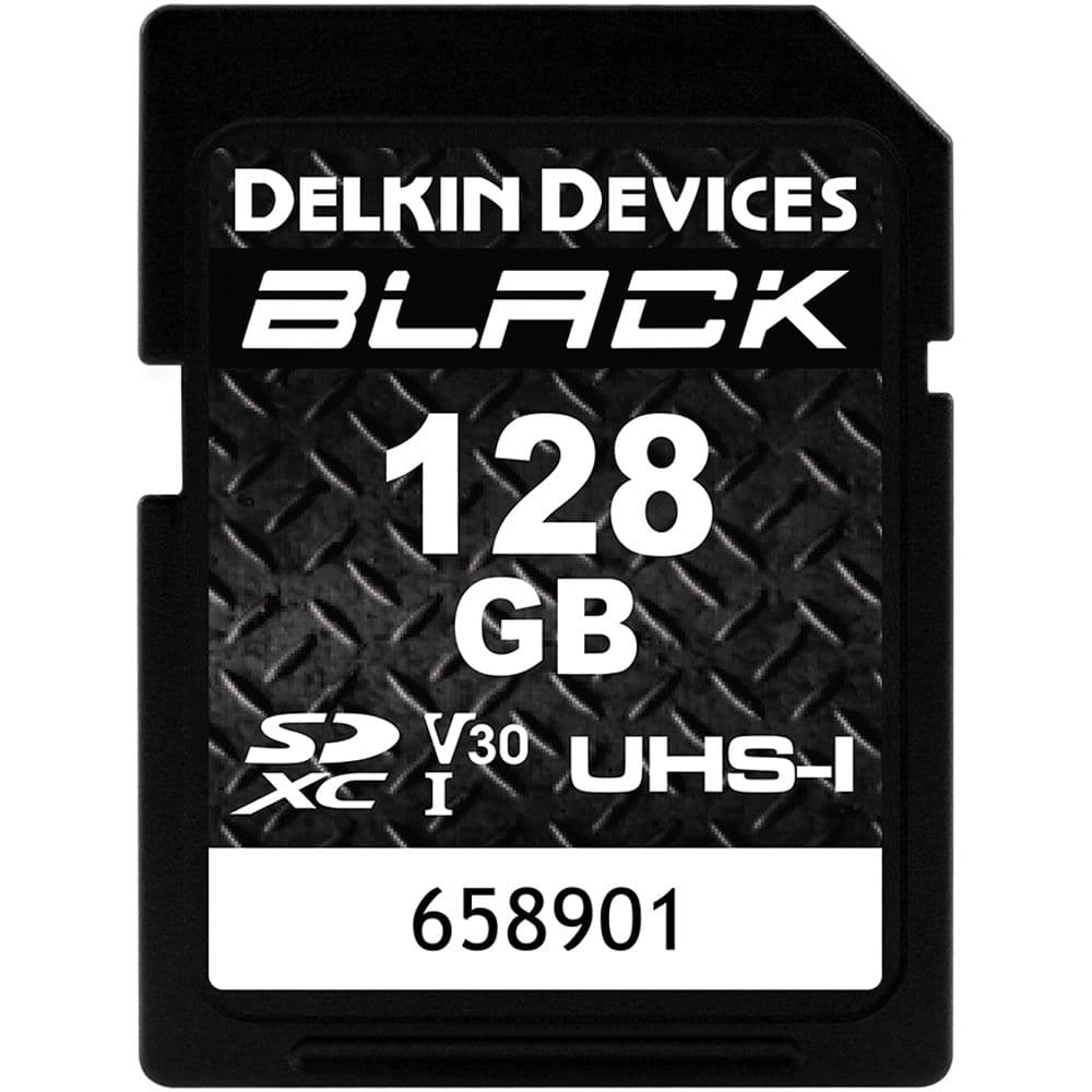 Delkin Devices 128GB BLACK UHS-I V30 SDXC Memory Card 90 mb/s
