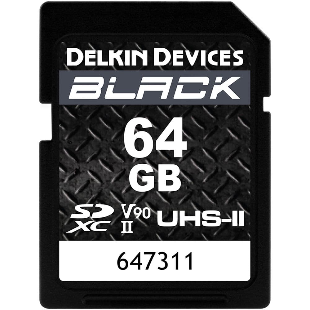 Delkin Devices 64GB BLACK UHS-II V90 SDXC Memory Card 300 mb/s