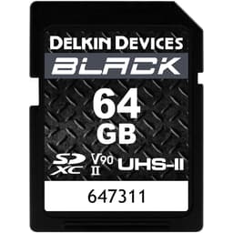 Delkin Devices 64GB BLACK UHS-II V90 SDXC Memory Card 300 mb/s