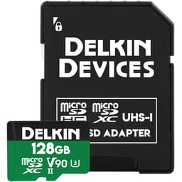 Delkin Devices 128GB POWER UHS-II V90 microSDXC Memory Card 300 mb/s