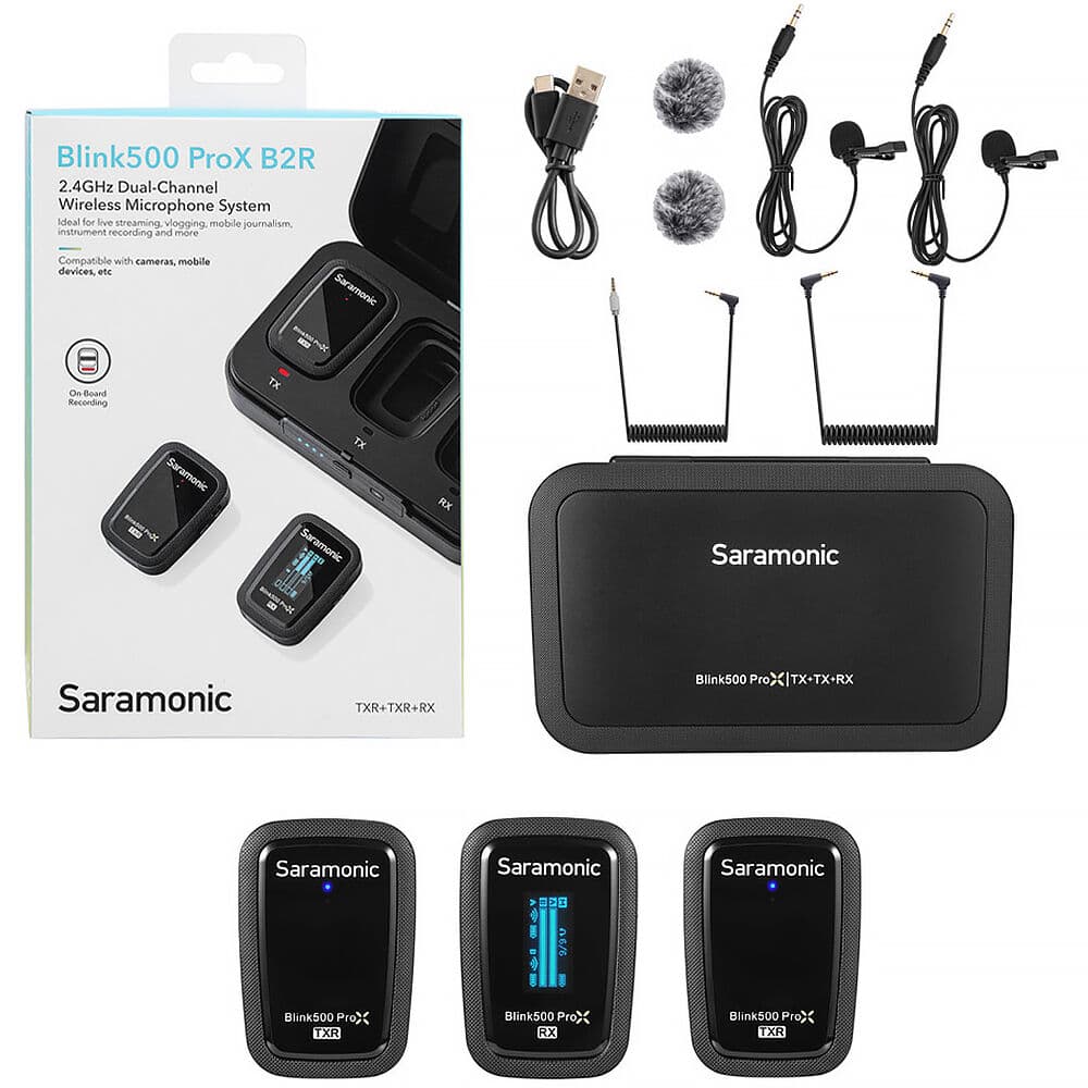 Saramonic Blink500 ProX B2R Kayıtçılı Kablosuz İkili Yaka Mikrofonu
