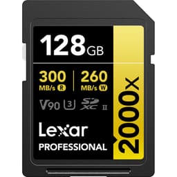 Lexar 128 GB Professional 2000x V90 UHS-II SDXC Memory Card