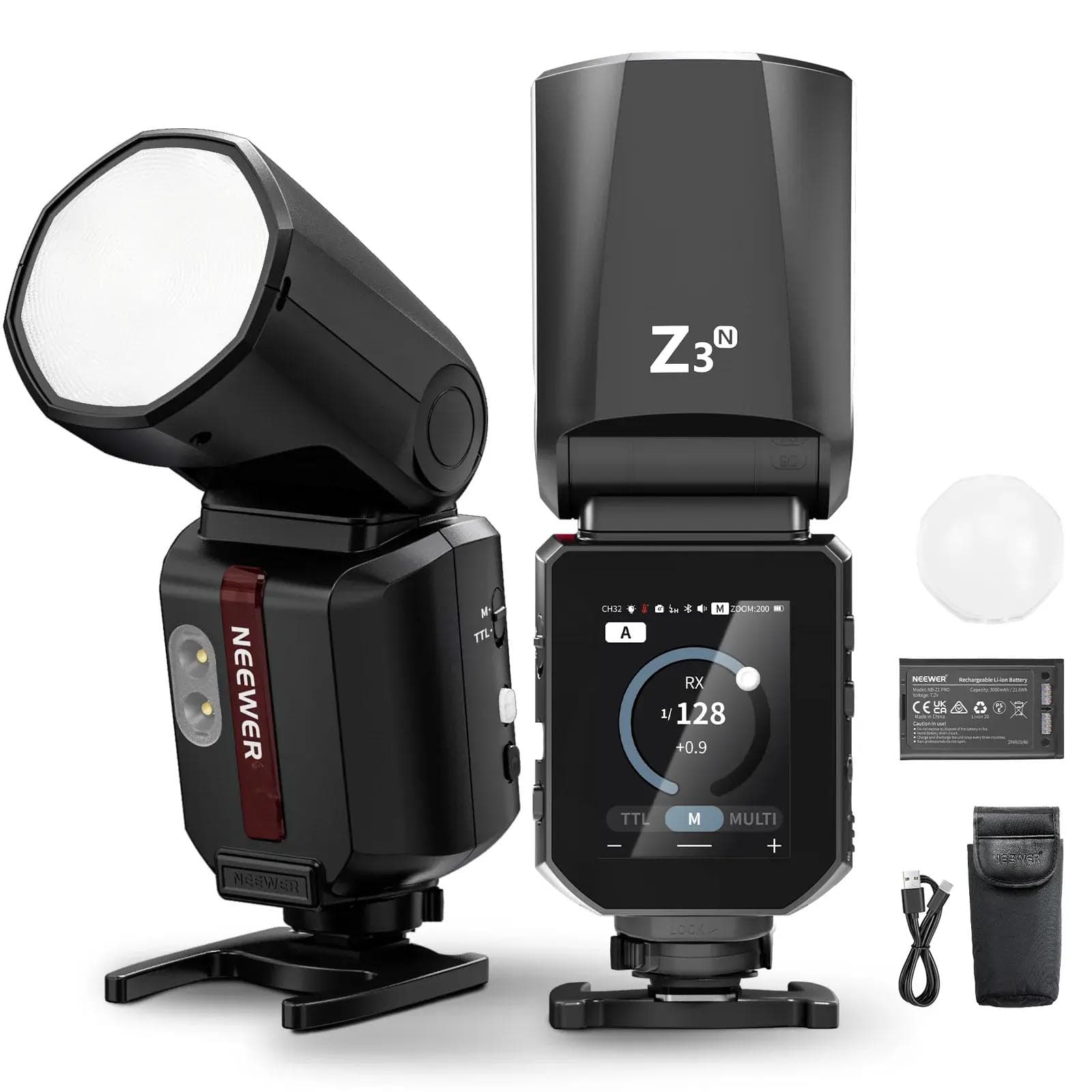 Neewer Z3-N Nikon Uyumlu 100W Yuvarlak Kafa Akülü Tepe Flaşı