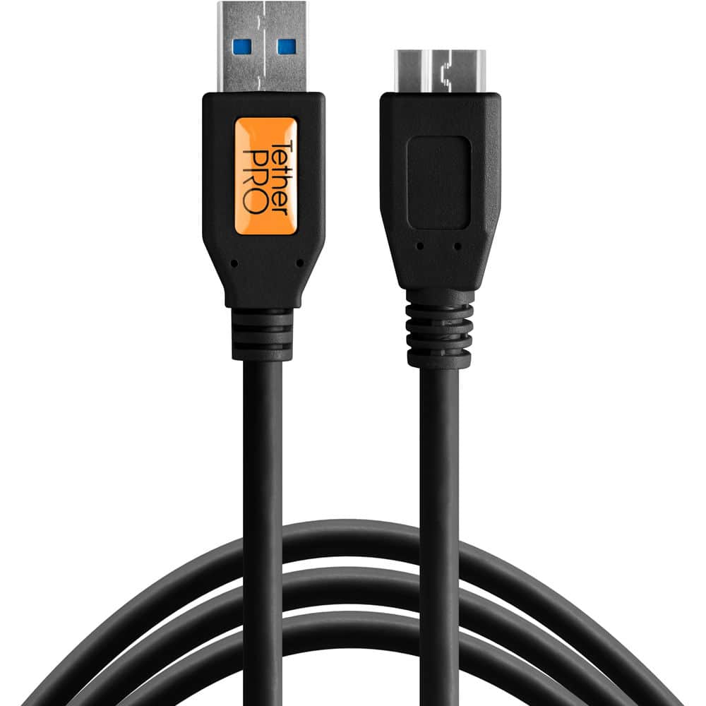 Tether Tools CU5404-BLK TetherPro USB 3.0 Male Type-A to USB 3.0 Micro-B Cable 30cm