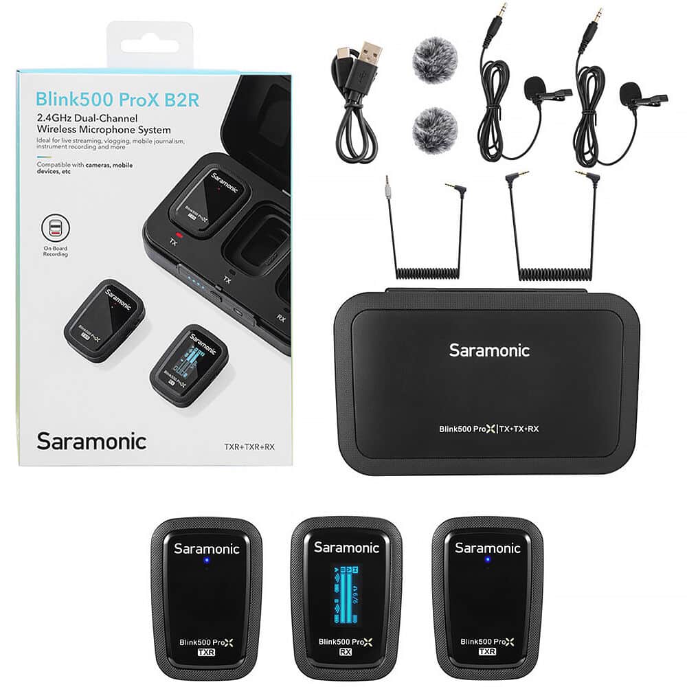 Saramonic Blink500 ProX B2R Kayıtçılı Kablosuz İkili Yaka Mikrofonu