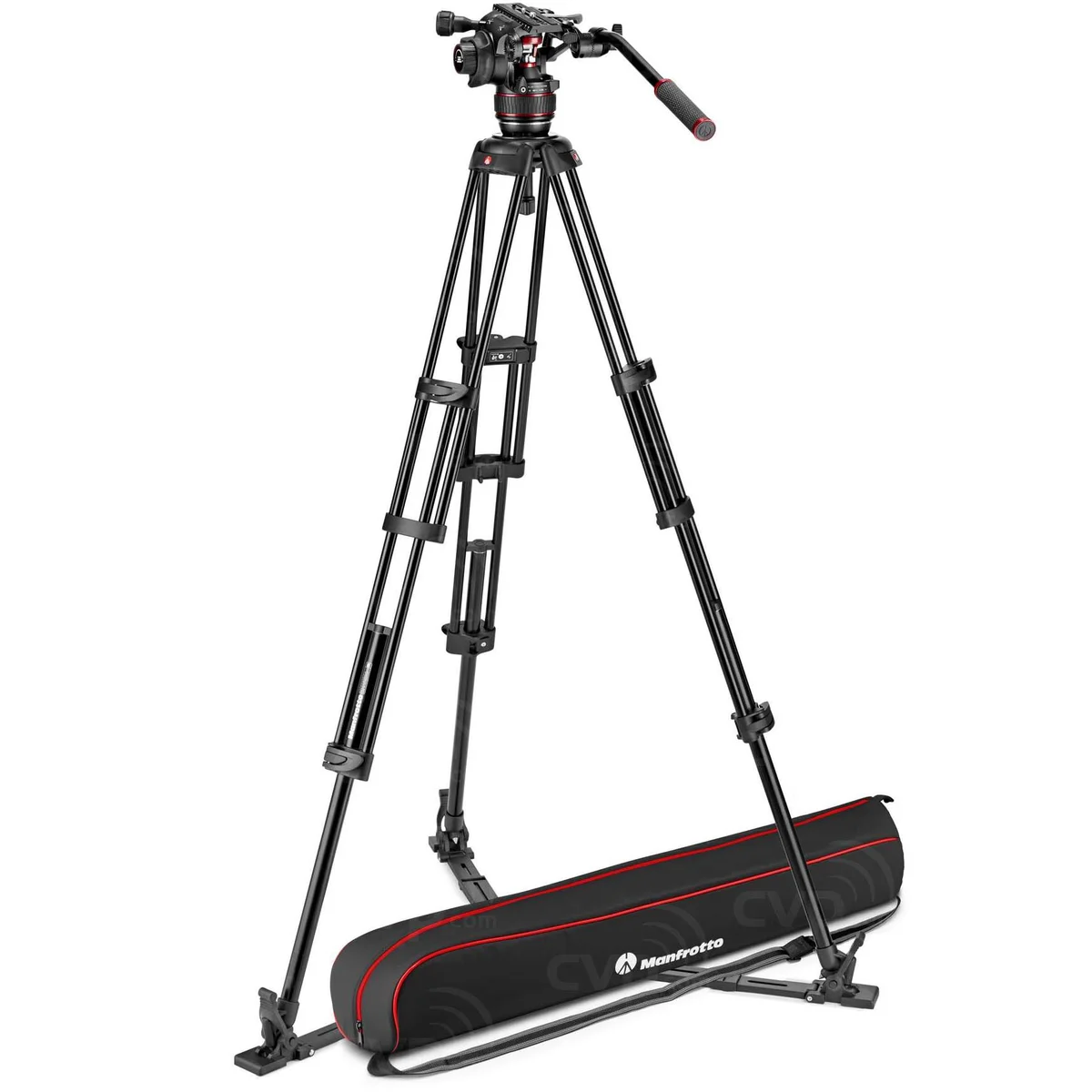 Manfrotto MVK608TWINGA 608 Nitrotech Fluid Video Head and Aluminum Twin Leg Tripod with Ground Spreader