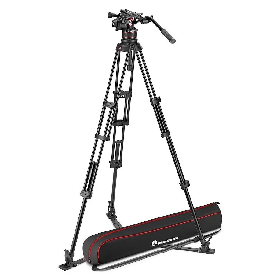Manfrotto MVK612TWINGA 612 Nitrotech Fluid Video Head and Aluminum Twin Leg Tripod with Ground Spreader