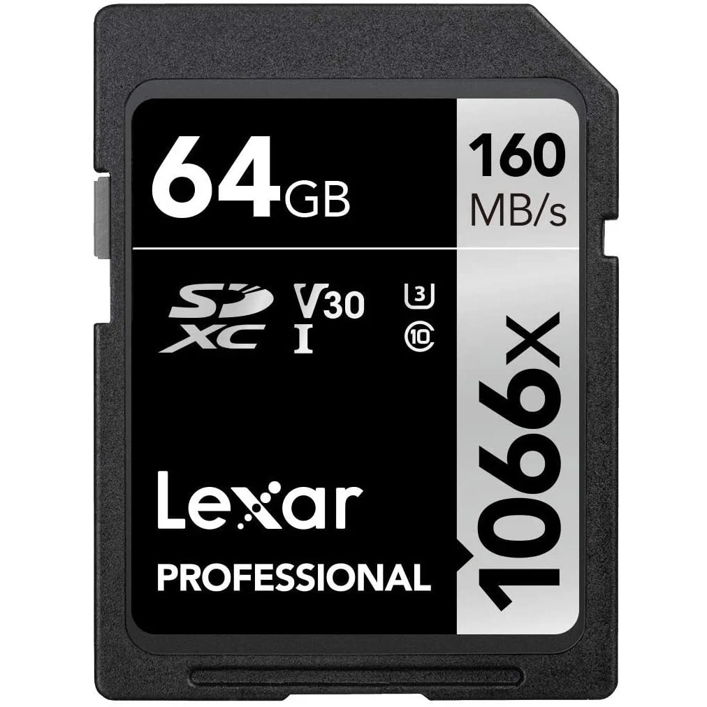 Lexar 64 GB SDXC U3 V30 UHS-I C10 Kart 1066x 160 mb/s