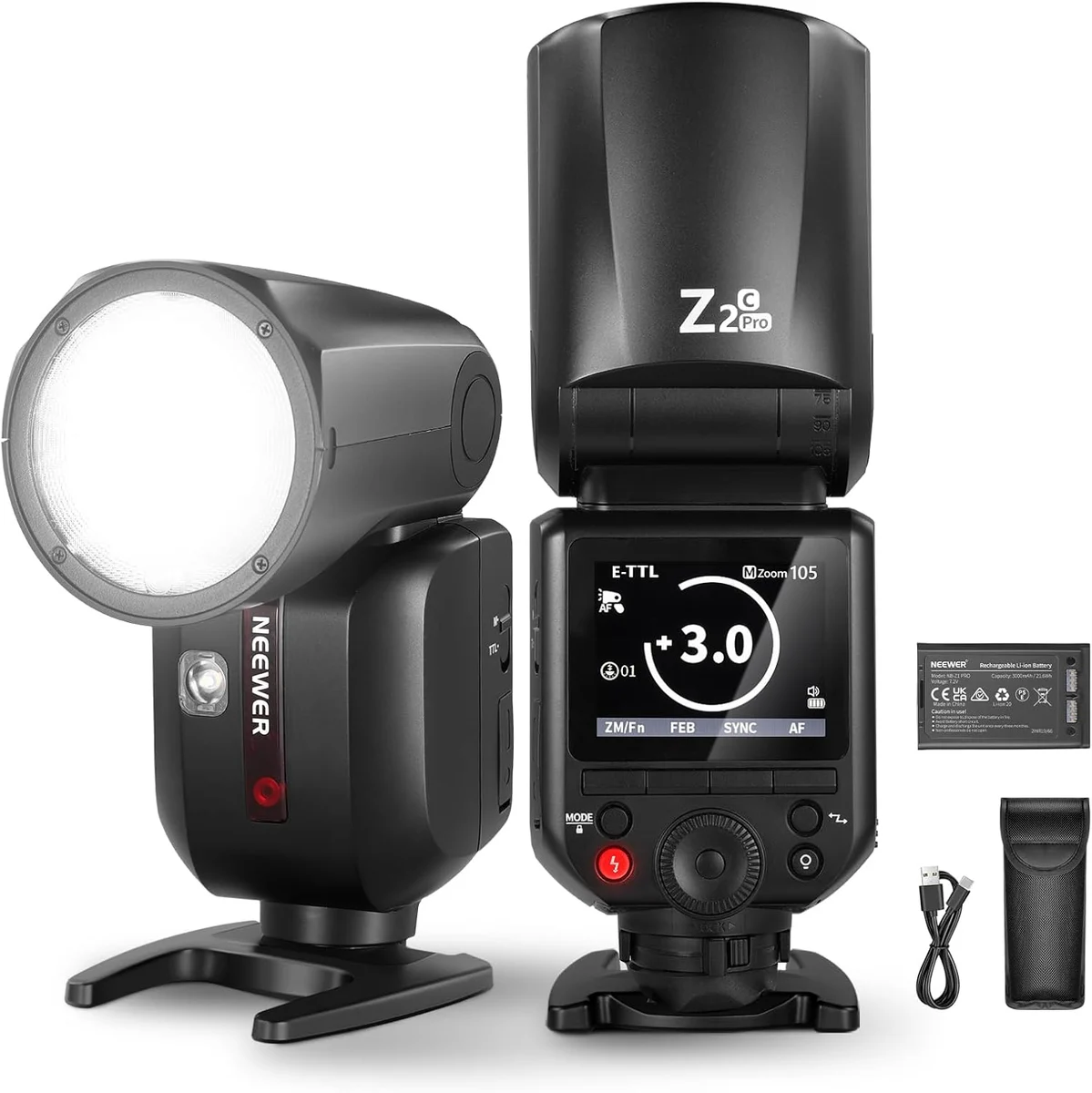 Neewer Z2PRO-C Yuvarlak Başlıklı Bataryalı Tepe Flaşı (Canon)