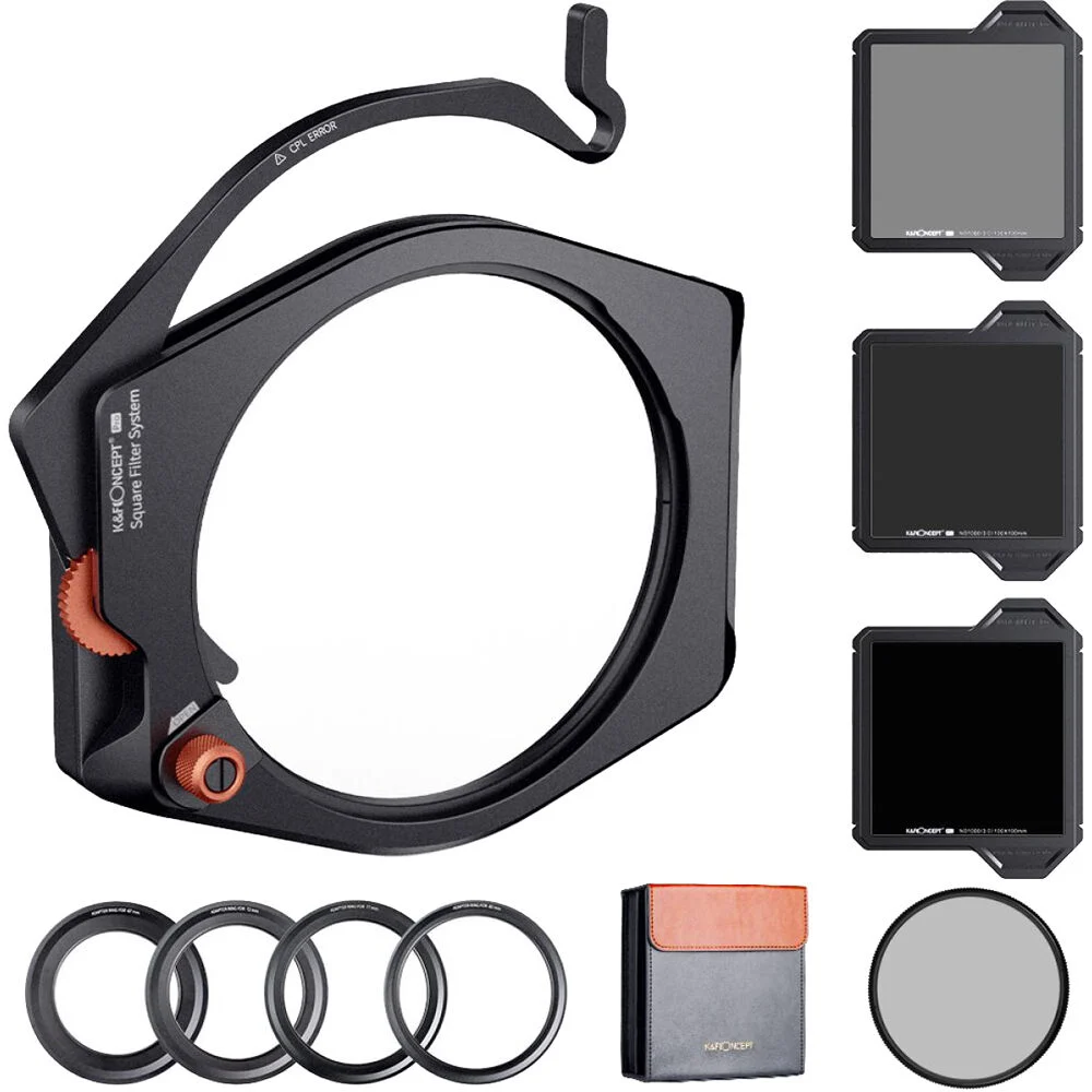 K&amp;F Concept X PRO Square Filter Holder System (95mm CPL + Square ND8/64/1000 + 4 Adapter Rings)