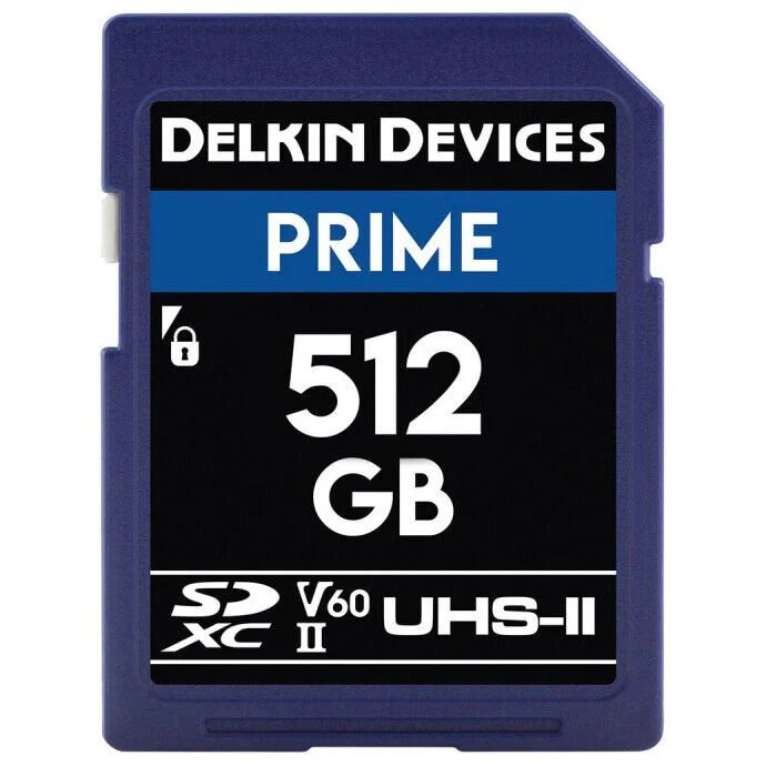 Delkin Devices 512GB Prime UHS-II V60 SDXC Memory Card 300 mb/s