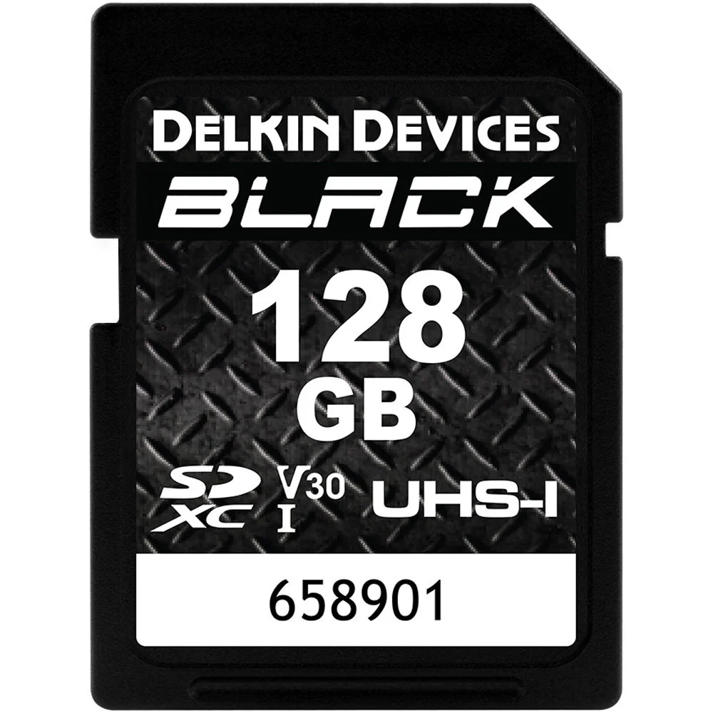 Delkin Devices 128GB BLACK UHS-I V30 SDXC Memory Card 90 mb/s