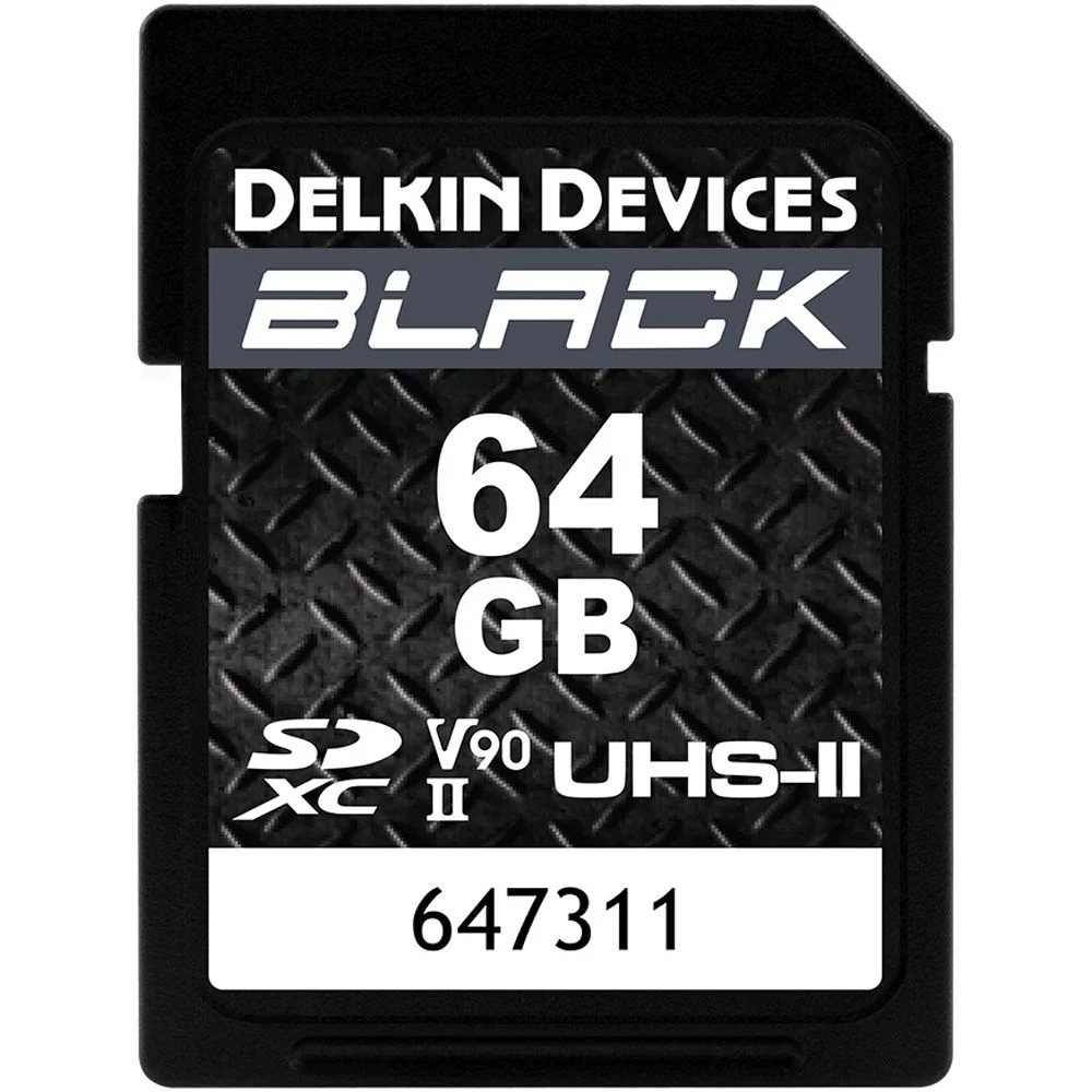 Delkin Devices 64GB BLACK UHS-II V90 SDXC Memory Card 300 mb/s