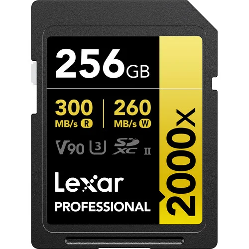 Lexar 256 GB Professional 2000x V90 UHS-II SDXC Memory Card