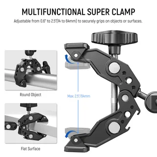 NEEWER ST83 Süper Kelepçe ve 3'' (7,62 cm) Çift Bilyeli Magic Arm Kiti