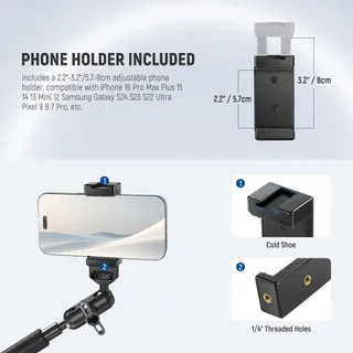 NEEWER UA057 22'' (55 cm) Mafsallı Magic Arm Süper Kelepçe ve Telefon Tutucu Kiti