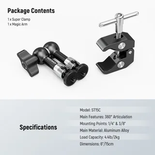 Neewer ST-15C 15cm Magic Arm &amp; Clamp